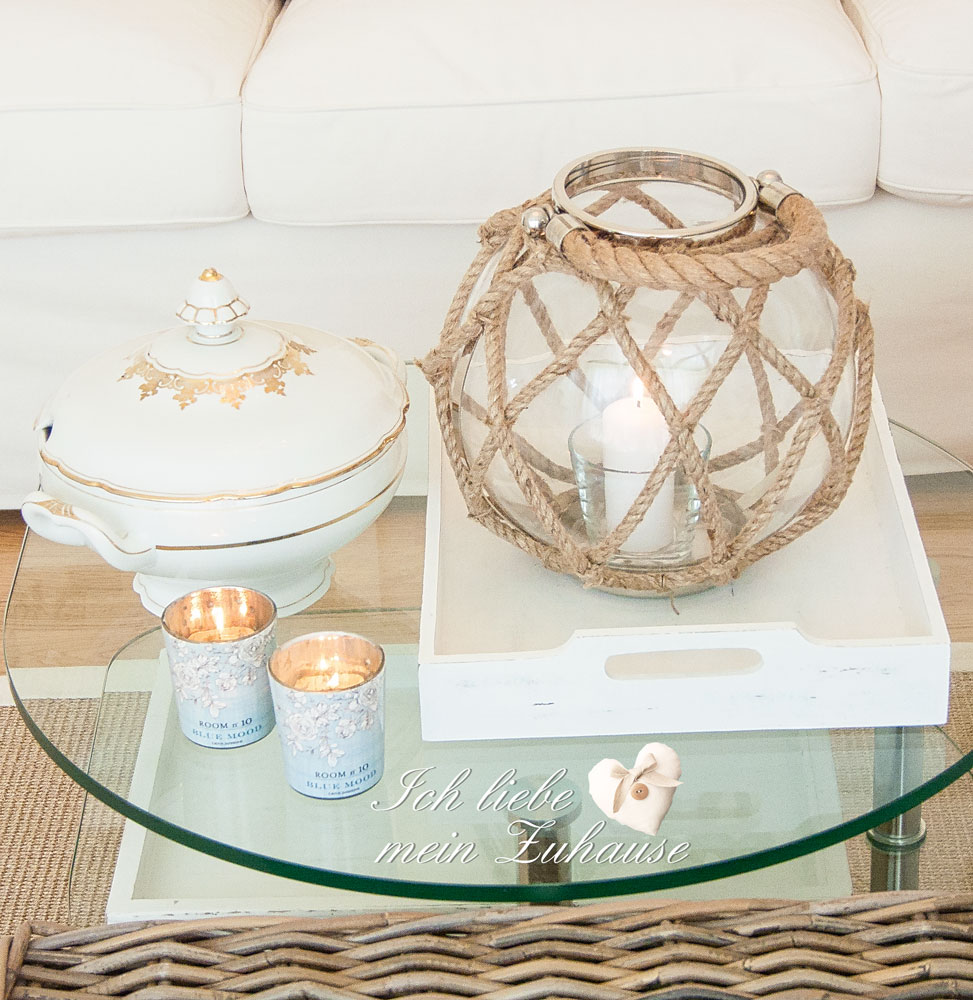 Blog - Strandfeeling mit Kissen von Lene Bjerre Wivia Collection 50x50 Camel und Ice-Blue 60x40 Weiss - Teelicht Blue Mood - Bild 3