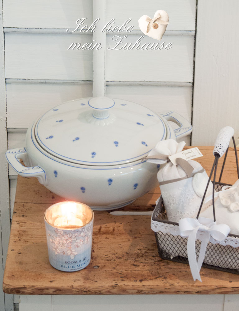 Blog - Ecke im Landhausstil mit Lene Bjerre Teelichter Blue Mood Collection und Vintage Suppenschüssel - Bild 4