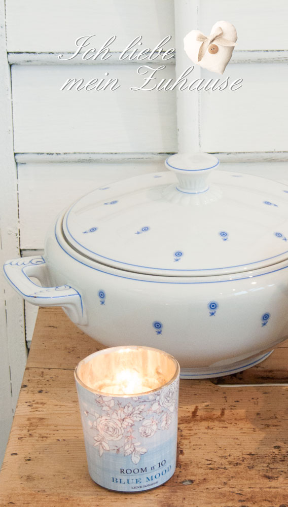 Blog - Ecke im Landhausstil mit Lene Bjerre Teelichter Blue Mood Collection und Vintage Suppenschüssel - Bild 6