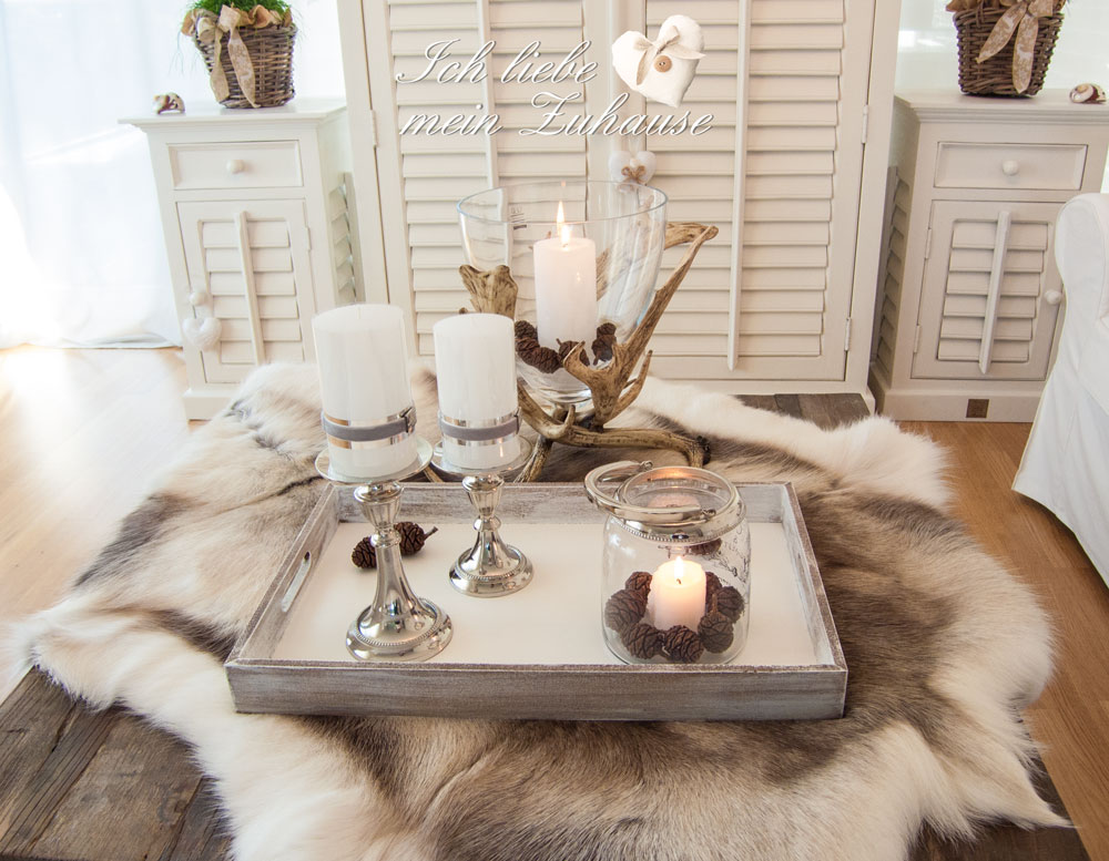 Blog - Glas mit Elchgeweih - Rentierfell Premium Qualität - Lene Bjerre Kerzenständer Windlicht - Tablett - Bild 6