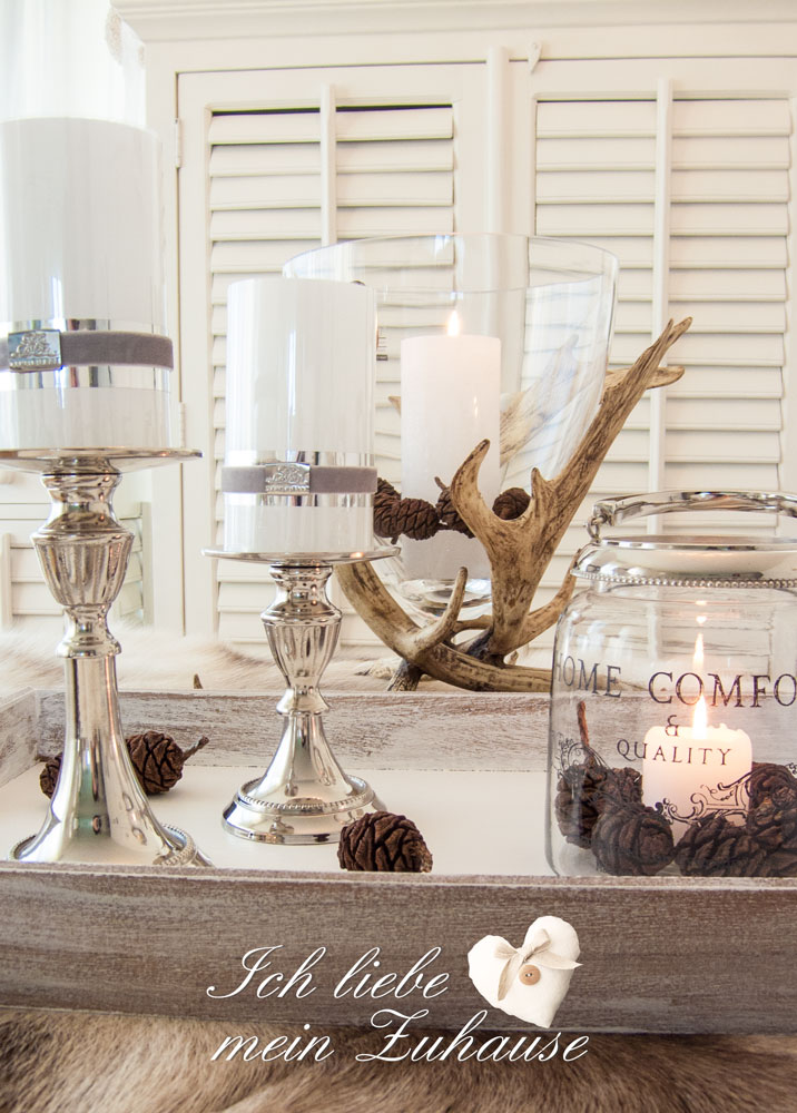 Blog - Glas mit Elchgeweih - Rentierfell Premium Qualität - Lene Bjerre Kerzenständer Windlicht - Tablett - Bild 8