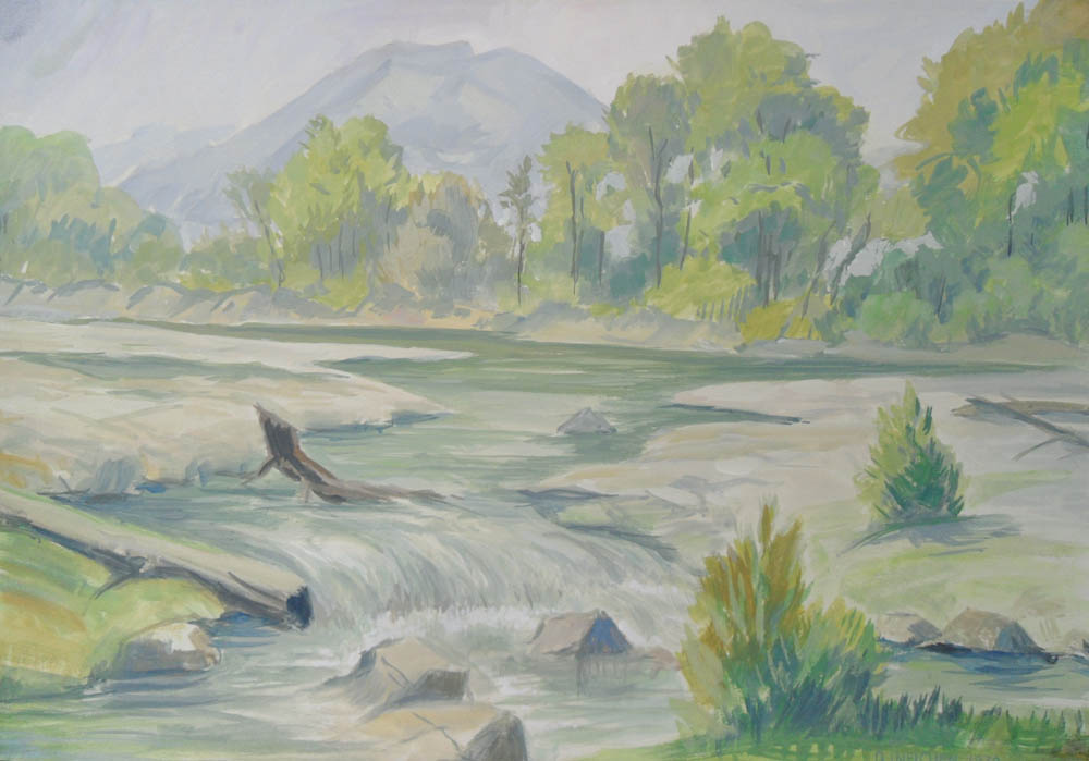 Bei Stansstad – Aquarell von Otto Ineichen (11777) Bei Stansstad - Aquarell von Otto Ineichen (11777)