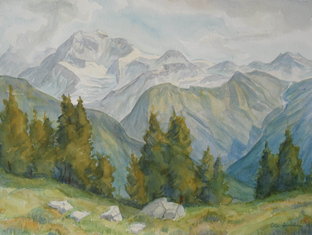 Bettmeralp – Aquarell von Otto Ineichen (11793) Bettmeralp - Aquarell von Otto Ineichen (11793)