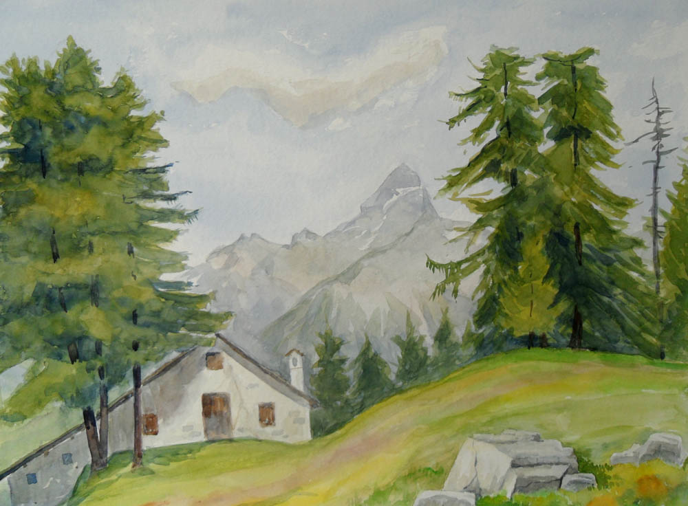 Segantiniweg – Aquarell von Otto Ineichen (11815) Segantiniweg - Aquarell von Otto Ineichen (11815)
