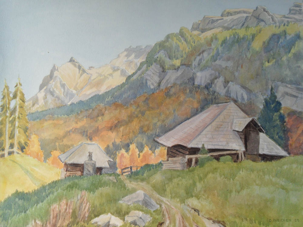 Staffelalp – Aquarell von Otto Ineichen (11895) Staffelalp - Aquarell von Otto Ineichen (11895)