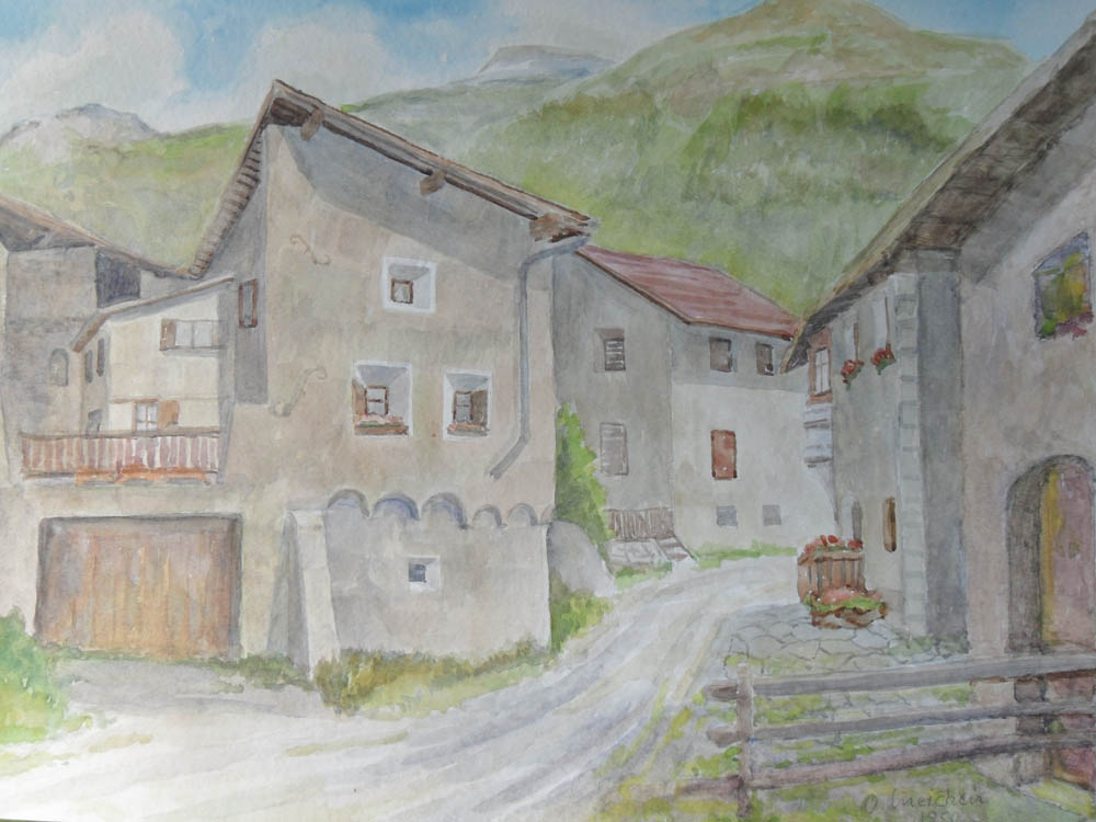 Zuoz – Aquarell von Otto Ineichen (11893) Zuoz - Aquarell von Otto Ineichen (11893)