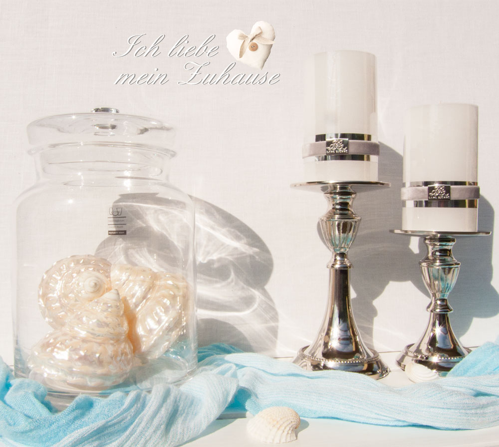 Blog - Seaside-Deko mit Bonbonniere mit Muscheln und Lene Bjerre Bellara Collection Kerzenständern - Bild 1