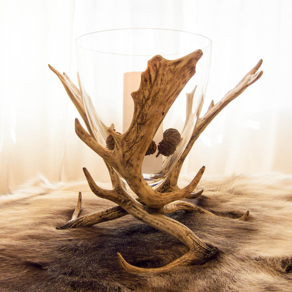 Glas mit Elchgeweih