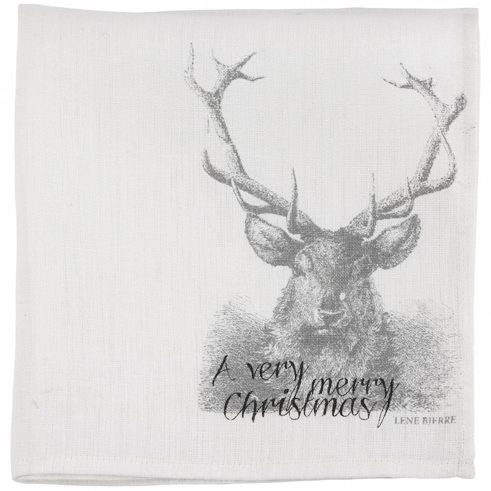 Lene Bjerre - Leinen-Serviette mit Hirsch-Motiv aus der Nordic Collection