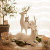 Lene Bjerre - Hirsch stehend mit weiss-goldenem Geweih und Hirsch liegend mit silbrigem Geweih aus der Serafina Collection