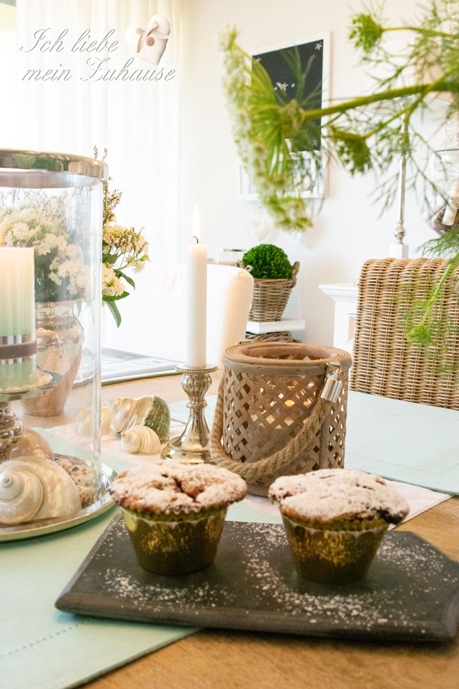 Blog - 1. August Muffins mit Schokolade, Himbeeren und Kirsch mit Sommerdeko