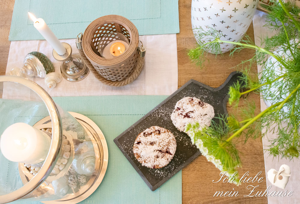 Blog - 1. August Muffins mit Schokolade, Himbeeren und Kirsch mit Sommerdeko