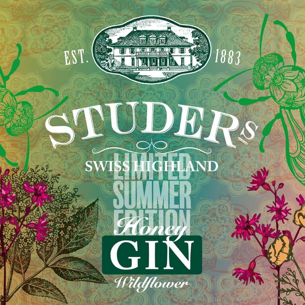 Studer Distillerie – Swiss Highland Honey Gin „Wildflower “ – Limited Summer Edition – Etikette Studer Distillerie - Swiss Highland Honey Gin "Wildflower " - Limited Summer Edition - Etikette