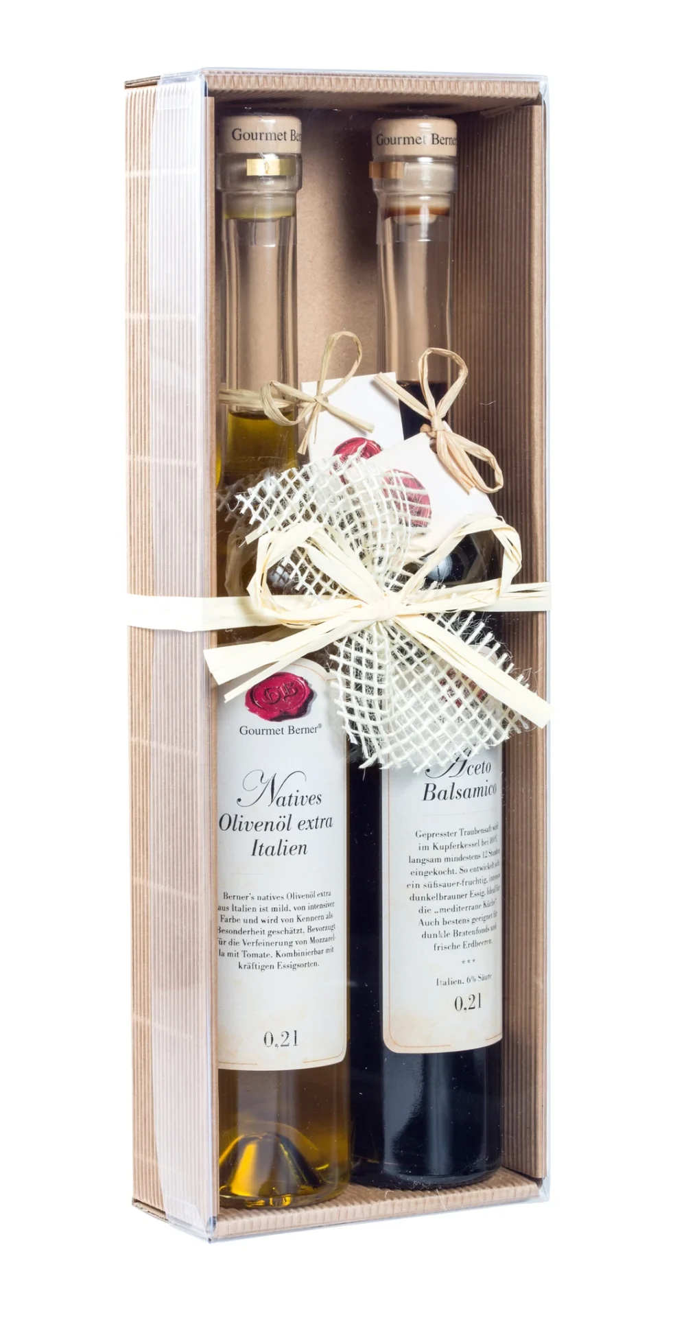 Gourmet Berner - Geschenk im Präsentkarton mit Aceto Balsamico und nativem Olivenöl je 2 dl