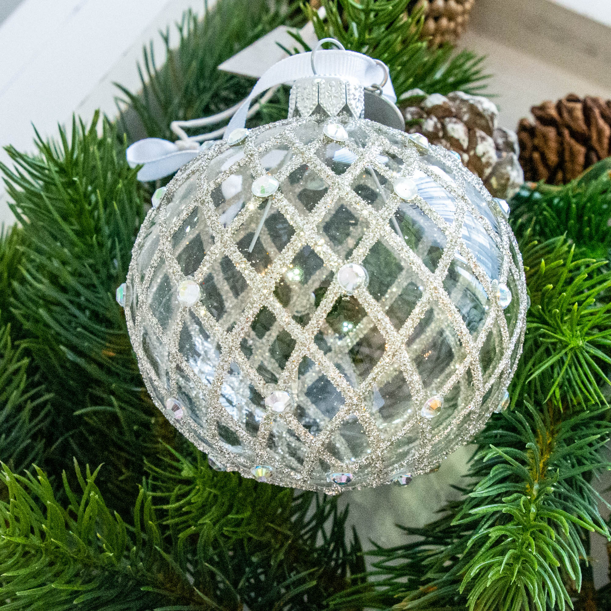 Lene Bjerre – Christbaumkugel Cadelia, Kristalle/Silver-klar Lene Bjerre - Christbaumkugel Cadelia, Kristalle/Silver-klar